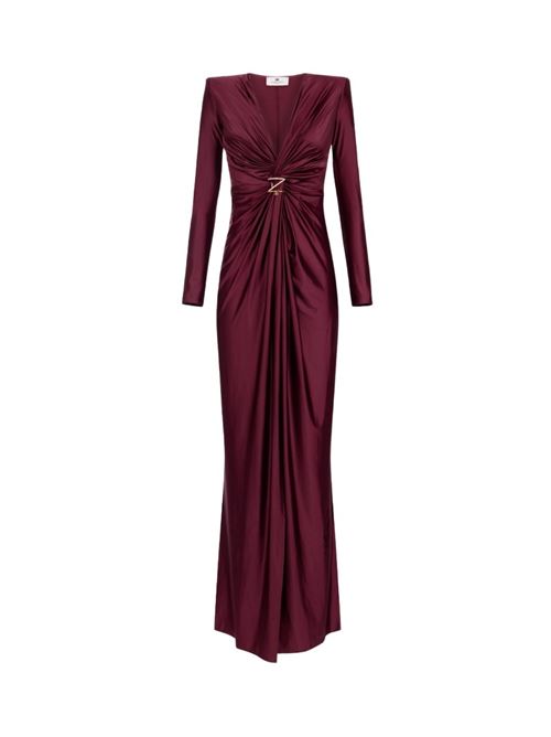 Red carpet dress in lycra with knot and logo accessory ELISABETTA FRANCHI | AB72947E2.CG3